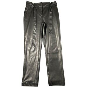 LOFT Womens 8 Tall Black Imitation Leather Flat Front Casual Dress Career Pants‎